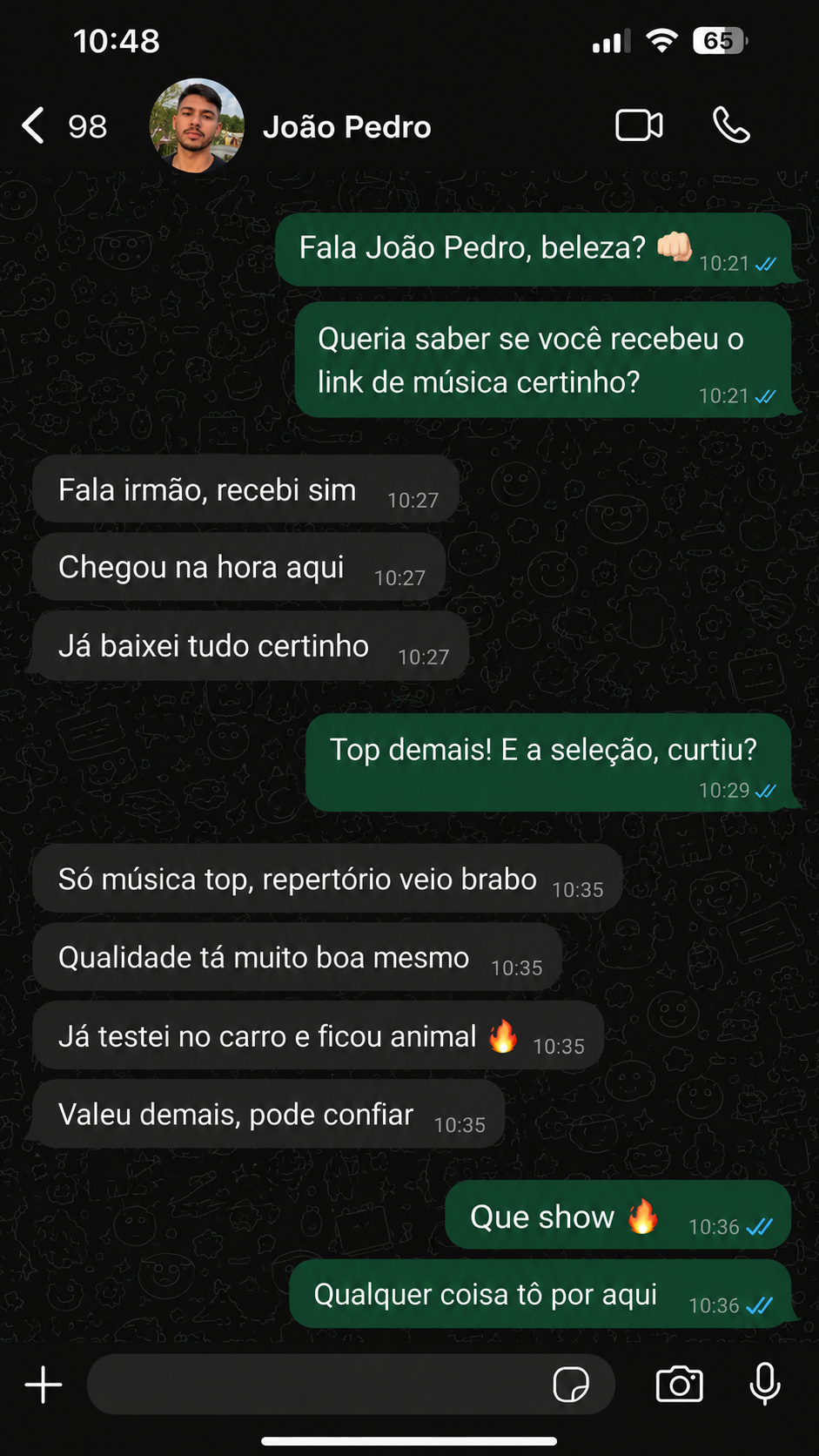 Depoimento WhatsApp — João Pedro