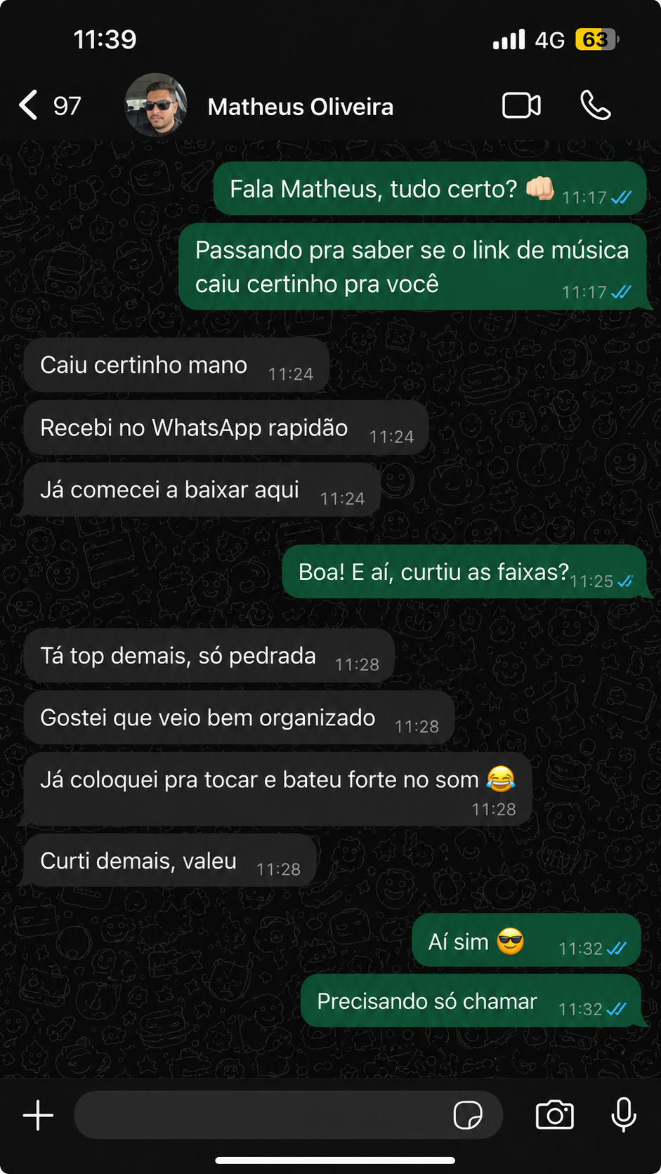 Depoimento WhatsApp — Matheus Oliveira