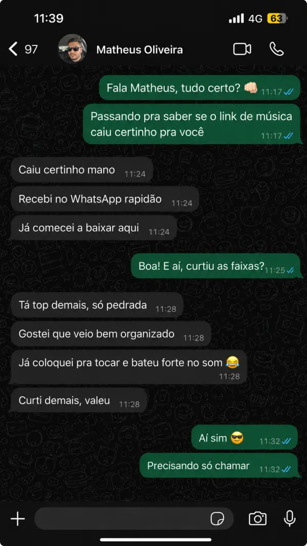 Depoimento WhatsApp — Matheus Oliveira